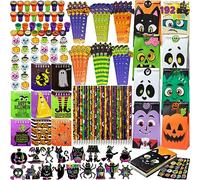 JOYIN Juego de papelería de Halloween de 192 piezas, regalos de truco o trato para niños, paquete de 24 papelería temática de Halloween para recuerdos de fiesta, premios de juego de carnaval,