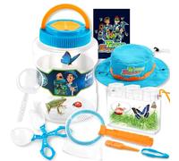 JOYIN Juego de recogeinsectos de exploración natural - Contiene cubo de hábitat, caja de gateo, cuaderno de actividades, red de mariposas, lupa, pinzas, pinzas para escarabajos y sombrero de
