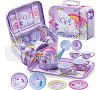 JOYIN Juego de Tetera de Lata con Forma de Castillo de Unicornio Morado para Fiestas de té y Cocina de niños