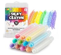 JOYIN Juego de tizas lavables sin polvo redondeadas de 12 colores, 12 piezas de tiza de colores no tóxicas para niños pequeños, escuela, exteriores