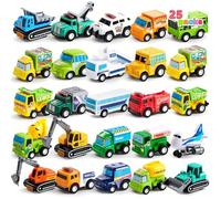 JOYIN Juego de Vehículos de Juguete de 25 Piezas para Autos y Camiones para Niños Pequeños, Niñas y Niños, Juego de Autos Fundidos a Presión Vehículos y Camiones