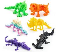 JOYIN Juguete esqueleto de animales con impresión 3D para Halloween, 6 unidades, con articulaciones con dinosaurios, cocodrilos, unicornios, ballenas, tiburones, perros, esqueletos, gatos, juguetes