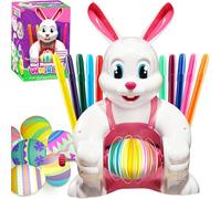 JOYIN - Kit de decoración de huevos de Pascua motorizado, con rotador, conejo rosa ocupado, máquina decoradora de huevos de Pascua con 10 marcadores no tóxicos para actividades de manualidades para
