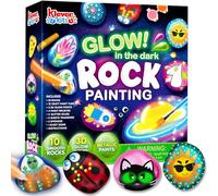 JOYIN Kit de suministros de bricolaje con 10 pinturas de rocas creativas para manualidades con 18 pinturas Decora la tuya propia para niños, regalos de pintura, actividad familiar, regalo
