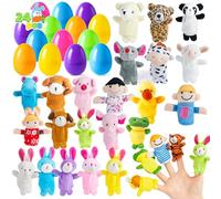 JOYIN Marionetas de Dedos 24 Pack Huevos de Pascua Rellenos de Juguete Animales para Niños Bebé