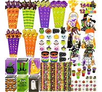 JOYIN Paquete de 12 Bolsas de Regalo Precargadas con Etiqueta, Set de Papelería de Halloween, Lápices, Reglas, Borradores, Cuadernos, Pegatinas, Sellos, Pulseras y Tatuajes, Set de Regalo