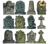 JOYIN Paquete de 12 lápidas en miniatura de Halloween para exteriores, lápidas de cementerio RIP para decoración de interiores y exteriores