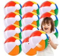 JOYIN Paquete de 12 Pelotas de Playa inflables de 16 Pulgadas, Grandes Pelotas de Playa arcoíris para Fiesta en la Piscina, Juguetes de Verano para niños y Adultos, Regalos de Fiesta (16 Pulgadas)