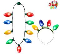 JOYIN Paquete de 2 collares navideños con 12 bombillas y diadema, accesorios para fiestas
