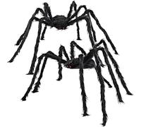 JOYIN Paquete de 2 Decoraciones de Halloween para Exteriores de 5 pies, araña Negra Peluda, araña Gigante aterradora, Accesorios de araña Grandes Falsos para Halloween