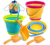 JOYIN Paquete de 3 Cubos Plegables con Palas (Bolsa de Malla Adicional), Cubos Plegables Multiusos para Playa, Equipo de Camping, Fiesta en la Playa, Camping y Pesca