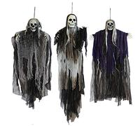 JOYIN Paquete de 3 Decoraciones Colgantes de Fantasmas de Esqueleto de Halloween, Parcas, Las Mejores Decoraciones de Halloween al Aire Libre