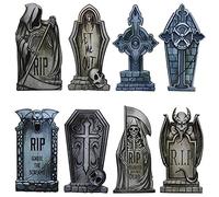 JOYIN Paquete de 8 Decoraciones de Patio de Lápida de Halloween, Letreros de PVC de 42 cm de Alto para Fiestas de Halloween, Casas Embrujadas, Cementerios