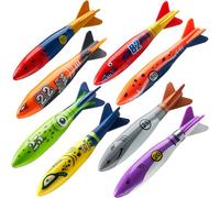 JOYIN Paquete de 8 juguetes de piscina, juguetes de buceo subacuático de tiburón para piscina, coloridos juguetes para niños, regalos de natación de verano, entrenamiento de buceo, juegos de piscina