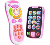 JOYIN RosaTeléfono de Juguete para bebés, Remoto y Teléfono Inteligente con Música, diversión y Juguetes Musicales de Aprendizaje para bebés, Niños o Niñas, Regalos de cumpleaños