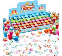 JOYIN Sellos para niños, Sellos Autoentintables de Animales Multicolor - 50 Piezas 5 Colores, 50 Diseños de Juguete para Rellenos de Bolsillo para Fiestas, Regalitos Cumpleaños invitados Niños