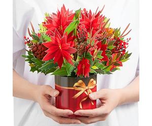 JOYIN Tarjetas de Navidad 3D con flores perpetuas con sobres, tarjetas emergentes festivas de Navidad para miembros de la familia, decoración navideña, regalo cálido, Acción de Gracias y todas las