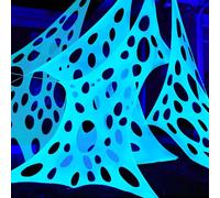 JOYIN Telaraña de Halloween de 1000 pies Cuadrados, decoración al Aire Libre, telarañas Gigantes Que Brillan en la Oscuridad, telaraña elástica Flexible en Blanco (Azul por la Noche) para decoración