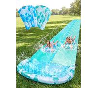 JOYIN Tobogán de Agua de 22,5 pies/685.8cm con 2 Tablas deslizantes, tobogán de césped de Verano con rociador Incorporado, Juguete acuático para niños al Aire Libre, Azul, Azul Claro