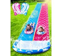 JOYIN Tobogán de Agua de 22,5 pies/685.8cm con 2 Tablas deslizantes, tobogán de césped de Verano con rociador Incorporado, Juguete acuático para niños al Aire Libre, Azul, Rosa