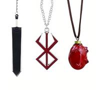 Joyincoser 3PCS Halskette Brand of The Sacrifice Zubehör kette Schlüsselanhänger Anhänger Griffith Huevo des Königs Tischdekoration Prop Fans Halloween, talla única, Resina, No.