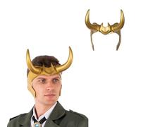 Joyincoser Disfraz de casco de cuernos amarillos, corona nórdica, accesorios para la cabeza de PVC, accesorios para disfraz de Halloween