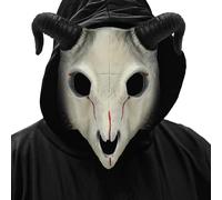 Joyincoser Máscara espeluznante de cuerno de carnero de terror con huesos de cabra realistas, mitad de animales, para Halloween, monstruos, cosplay, carnaval (negro)
