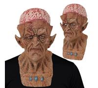 Joyincoser Máscara zombi para adultos, espeluznante alien y anciano, máscara con cerebro sangriento abierto para Halloween, fiesta de terror, carnaval y cosplay