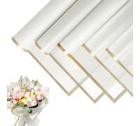JOYIT 20 hojas de papel de regalo de flores - Papel de regalo de ramo de flores para embalaje de manualidades, envoltura de papel de flores impermeable para bodas, cumpleaños, floristería (blanco)