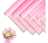 JOYIT 20 hojas de papel de regalo de flores, papel de regalo para ramo de flores para embalaje de manualidades, papel impermeable para bodas, cumpleaños, floristería (rosa brillante)