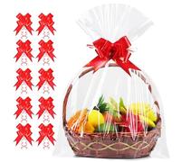 JOYIT Paquete de 10 bolsas de celofán transparente grandes (35 x 55 pulgadas), envoltura de celofán transparente de 3 mil de grosor para cestas de regalo, bolsas de regalo de plástico transparente Opp