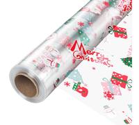 JOYIT Rollo de celofán de Navidad de 100 pies (35 pulgadas x 100 pies) - Rollo de celofán de 3 mil de grosor, bolsas de celofán de Navidad grandes para cestas de regalo de flores, manualidades