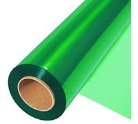 JOYIT Rollo de celofán verde (200 pies de largo x 17.5 pulgadas de ancho) - Papel de regalo de celofán verde transparente de 2.5 mil de grosor, envoltura de celofán de colores para decoración de