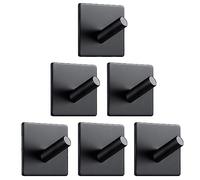 JOYIT Toallero sin taladrar, 6 ganchos adhesivos, ganchos negros autoadhesivos, ganchos adhesivos extra fuertes para baño y cocina
