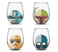 JoyJolt Star Wars Helmet Hues - Juego de 4 vasos grandes de cristal de 540 ml, regalos de cocina Wars, coleccionables para adultos