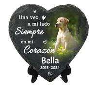 JoyJot Piedra Conmemorativa Personalizada para Mascotas, Placa en Forma de corazón con Foto, Regalos para la pérdida de un Perro o un Gato: Nombre, Fecha