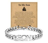 Joykee Pulsera para hombre, regalo para papá, hijo, papá, pulsera de cadena cubana, regalo para hombres, joyería de acero inoxidable para cumpleaños, día del padre, graduación, Navidad, Acero