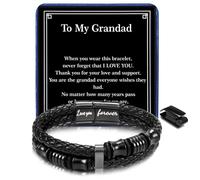 Joykee Pulseras de cuero ajustables para hombre, regalo de joyería para hombre, marido, novio, pulsera ajustable de acero inoxidable para hombre con letras de tarjeta, cumpleaños, Navidad, Adjustable