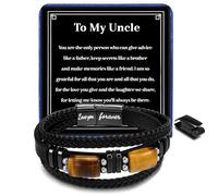 Joykee Pulseras de cuero ajustables para hombre, regalo de joyería para hombre, marido, novio, pulsera ajustable de acero inoxidable para hombre con letras de tarjeta, cumpleaños, Navidad, Adjustable