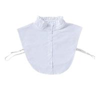 JOYKK Mujeres Dulces Arrugas Volantes Falso Cuello Alto Superposición Suéter Blanco Semi-Shirt - Blanco