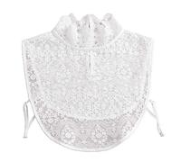 JOYKK Mujeres Volantes Cuello alto Falso Cuello Encaje Floral Curvo Media Blusa desmontable