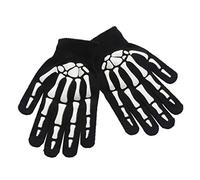 JOYKK Unisex Niños Guantes con Dedos completos Ciclismo de Invierno Halloween Terror Cráneo Garra Esqueleto Antideslizante Caucho Manoplas Exteriores Calentador de muñeca - Blanco y Negro