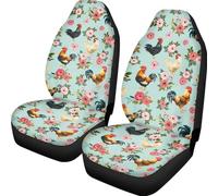 JoyLamoria Fundas de asiento delantero de coche, protector de asiento de vehículo, ajuste universal, para la mayoría de coches, camiones, SUV, furgonetas, estampado floral de pollo
