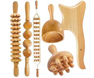 JOYLETUS 5 Piece Wood Therapy Massage Tools for Body Shaping,Maderoterapia Kit for Anti Cellulite Lymphatic Drainage,Professional Wooden Massager Set for Thigh Waist Sculpting