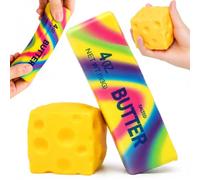 JoyLife Squishy Queso y Mantequilla Pack de 2, Butter Cheese Squishy Juguetes Antiestrés Suaves para Apretar con Retorno Lento, Juguetes Sensoriales Fidget para Niños y Adultos, Regalo de Cumpleaños