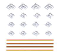 JOYLIT - Kit de conector de tira LED CCT, 10 mm, conectores transparentes sin soldadura, 8 tiras a cable, 4 conectores de esquina L, 4 tiras a tira, 4 cables de extensión