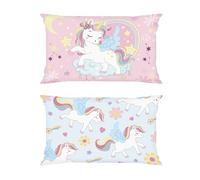 Joymaison Fundas Cojines 33x45 Juego de 2 Niña Unicornio Rosa Flor Arcoíris | Fundas de Almohada Adorable Campo Dibujo Animado Arco Iris para Decorativo Hogar Sofa Sillas