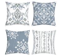 Joymaison Fundas Cojines 45x45 Juego de 4 Funda de Almohada Damasco Florales Cojines Fundas Retro Mandala Geométrico Paisley Flores Cojine Decorativas para Sofá Salón Silla