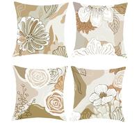 Joymaison Fundas Cojines 45x45 Juego de 4 Funda de Almohada Flor Vintage Abstracta Cojines Fundas Retro Bohemio Floral Cojine Decorativas para Sofá Salón Silla