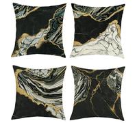 Joymaison Fundas Cojines 45x45 Juego de 4 Funda de Almohada Mármol Negro Blanco Oro Cojines Fundas Arte Abstracto Moderno Cojine Decorativas para Sofá Salón Silla